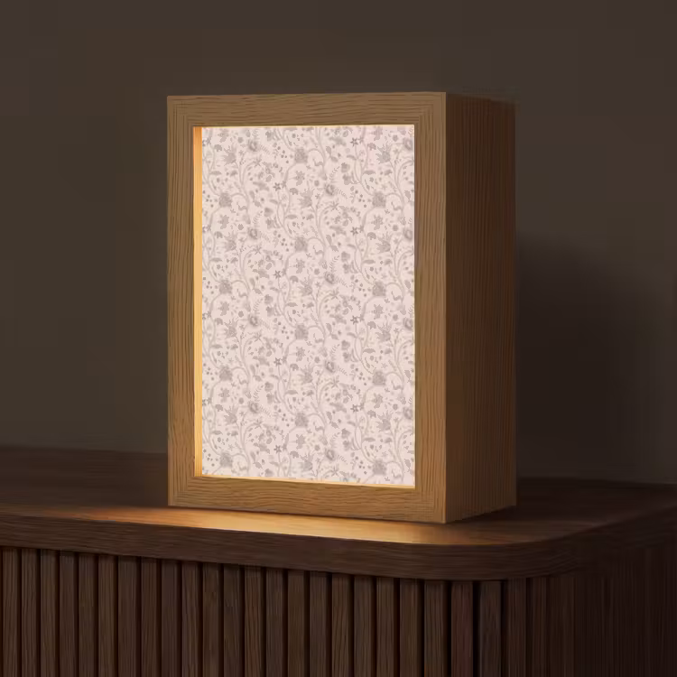 Patroon - Bloemen - Paars Light Box met kabel (Tafellamp) klein 925 -z3d_website