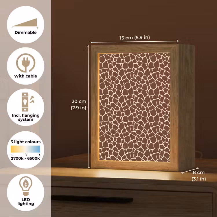 Patroon - Giraf - Bruin Light Box met kabel (Tafellamp) klein 925 -USP_EN