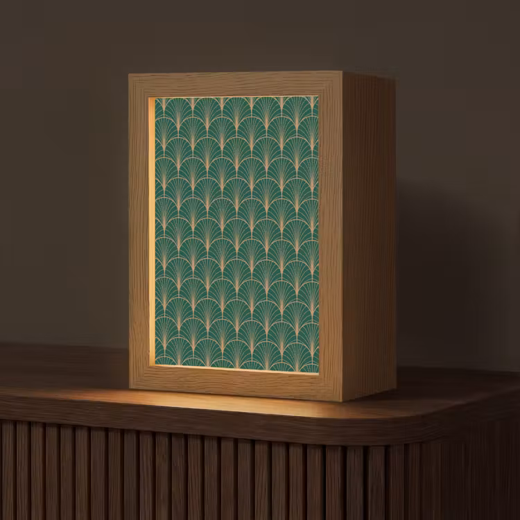 Patroon - Groen - Goud - Symmetrisch Light Box met kabel (Tafellamp) klein 925 -z3d_website