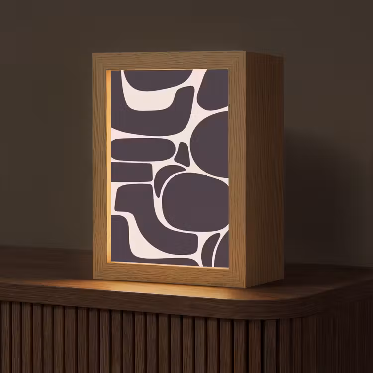 Table Lamp - Pattern - Organic - Black - Patroon - Organisch - Zwart Light Box met kabel (Tafellamp) klein