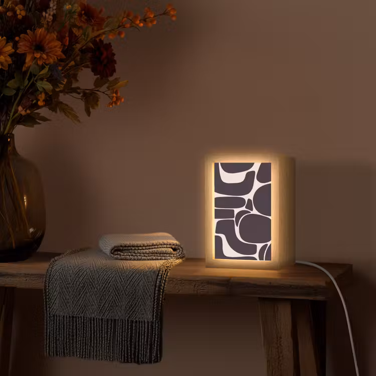 Table Lamp - Pattern - Organic - Black - Patroon - Organisch - Zwart Light Box met kabel (Tafellamp) klein
