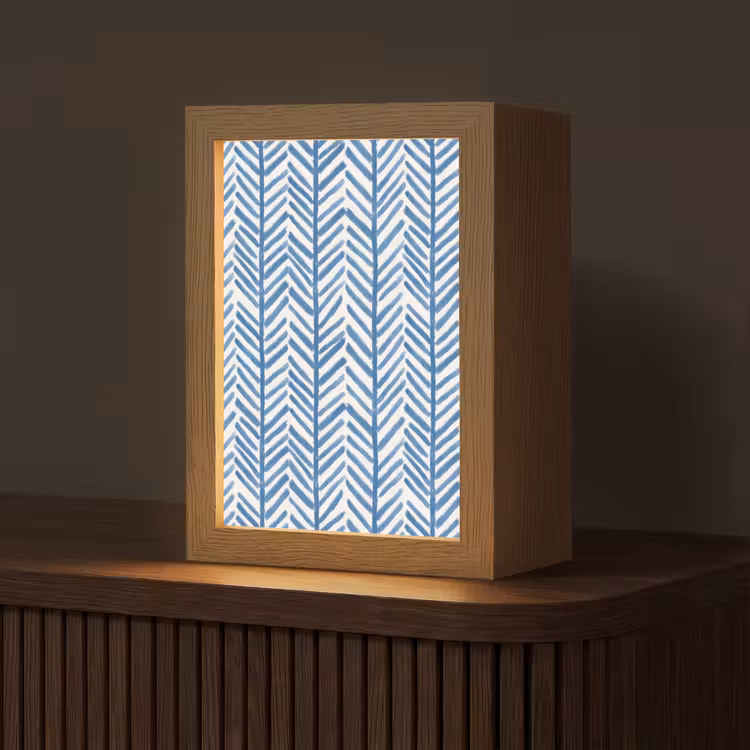 Patroon - Streep - Blauw Light Box met kabel (Tafellamp) klein 925 -z3d_website