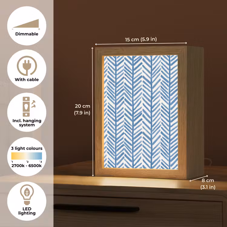 Patroon - Streep - Blauw Light Box met kabel (Tafellamp) klein 925 -USP_EN