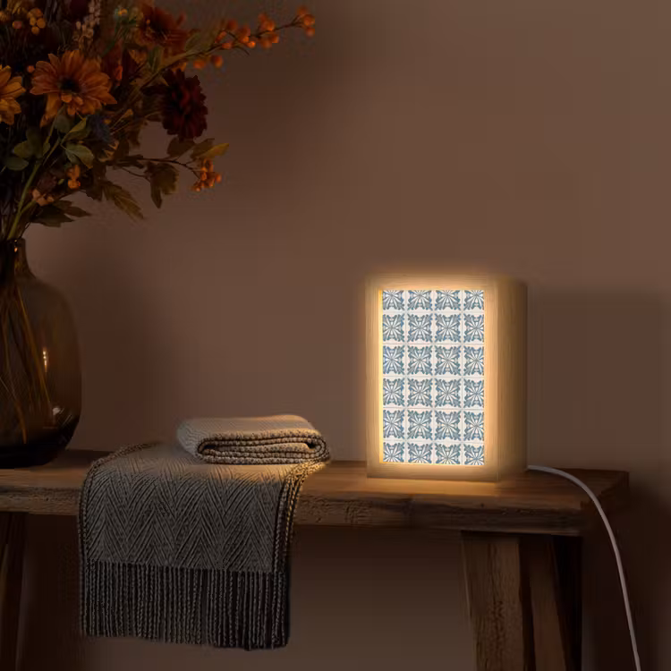 Dessin - Tegel - Blauw Light Box met kabel (Tafellamp) klein 925 -sfeer4