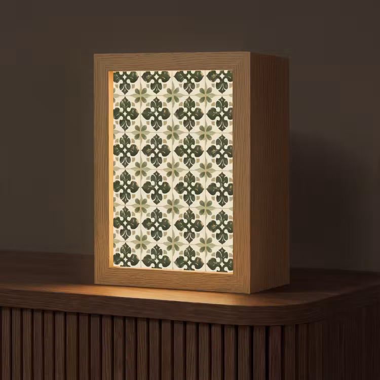 Patroon - Tegel - Groen Light Box met kabel (Tafellamp) klein 925 -z3d_website