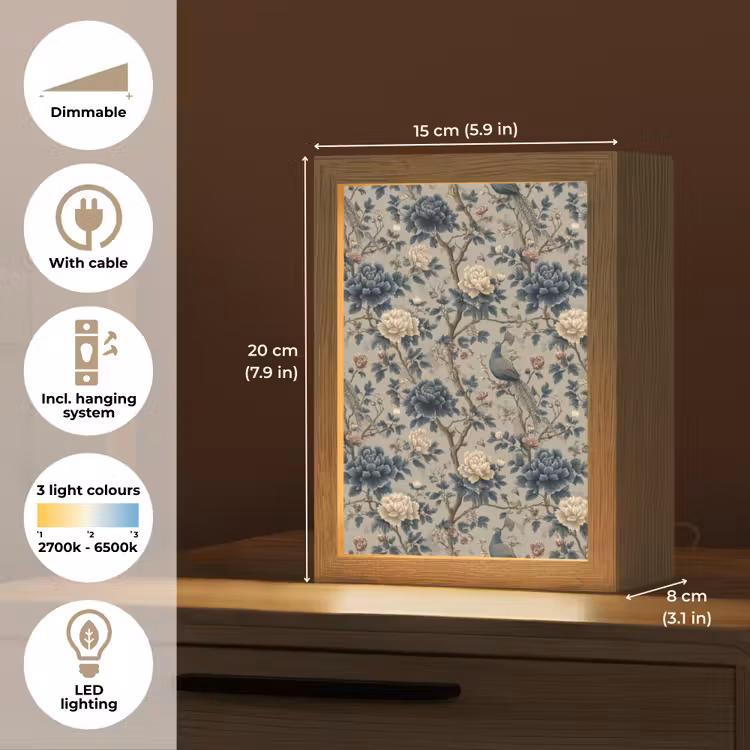 Pauw - Bloemen - Blauw Light Box met kabel (Tafellamp) klein 925 -USP_EN