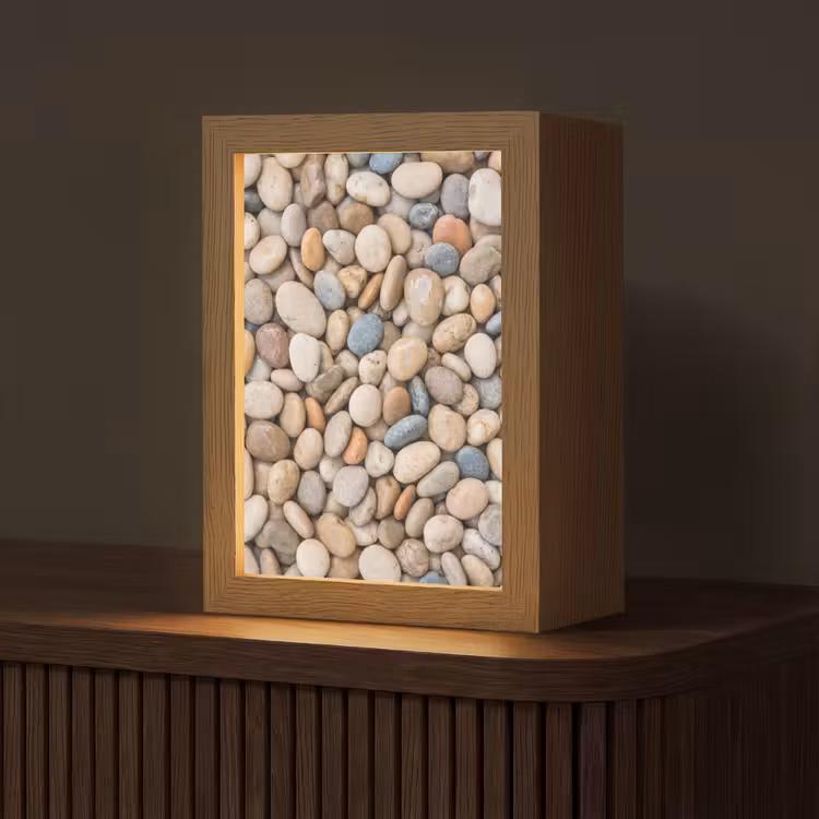 Kiezelstenen - Natuur - Textuur - Beige - Grijs Light Box met kabel (Tafellamp) klein -z3d_website