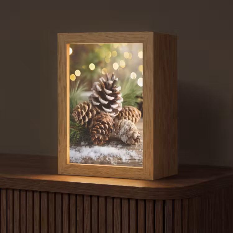 Dennenappels - Kerstsfeer - Bruin - Groen Light Box met kabel (Tafellamp) klein -z3d_website