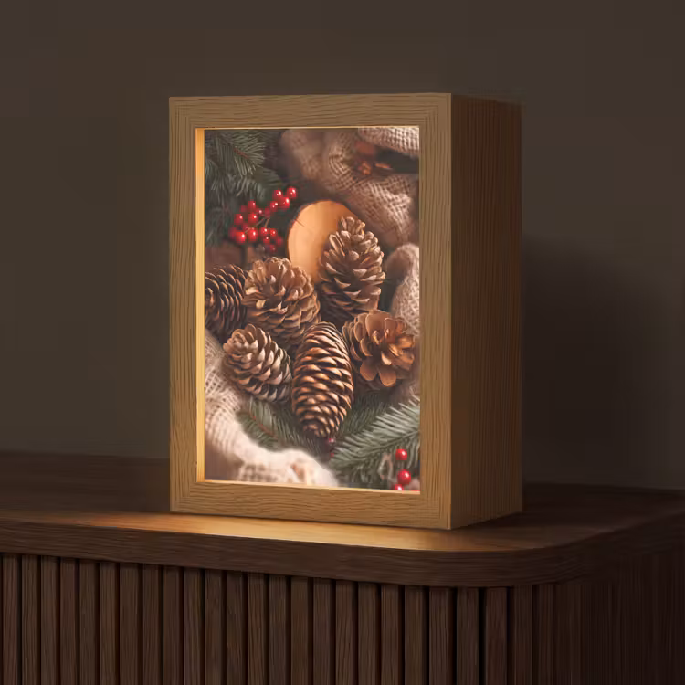 Dennenappels - Boom - Winter - Natuur - Bruin Light Box met kabel (Tafellamp) klein -z3d_website