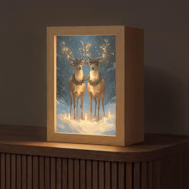 Dennensprookje - Rendier - Nacht Light Box met kabel (Tafellamp) klein -z3d_website