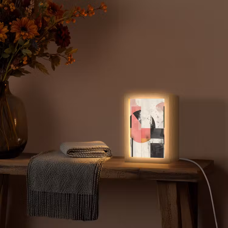Roze - Abstract - Aesthetic - Modern - Vormen Light Box met kabel (Tafellamp) klein -sfeer4
