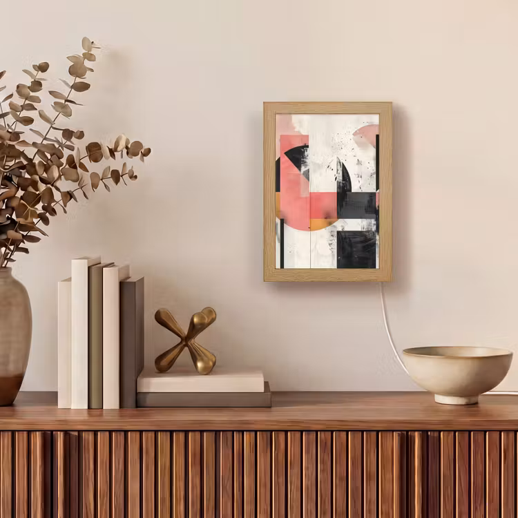 Roze - Abstract - Aesthetic - Modern - Vormen Light Box met kabel (Tafellamp) klein -sfeer2