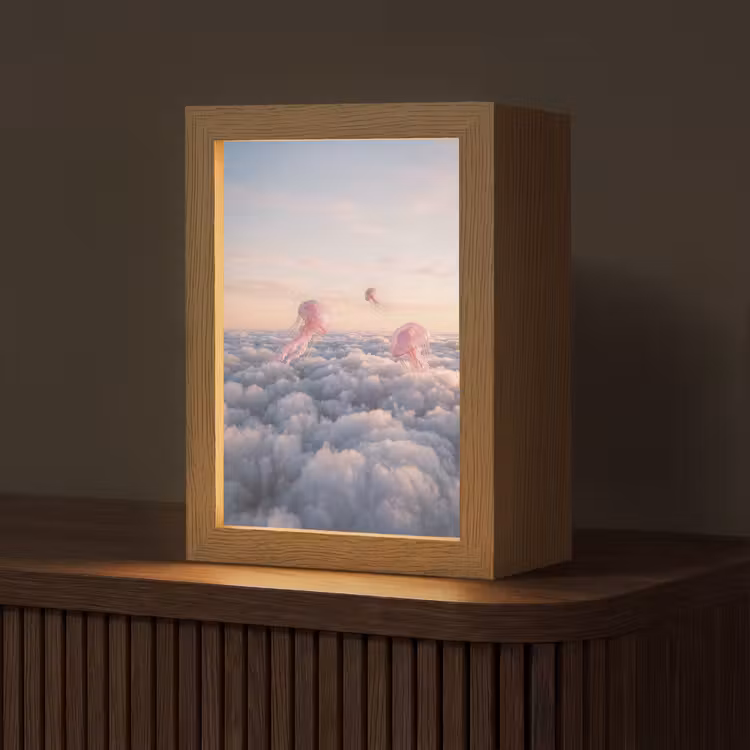 Table Lamp - Pink Animal - Clouds - Roze dier - Wolken Light Box met kabel (Tafellamp) klein