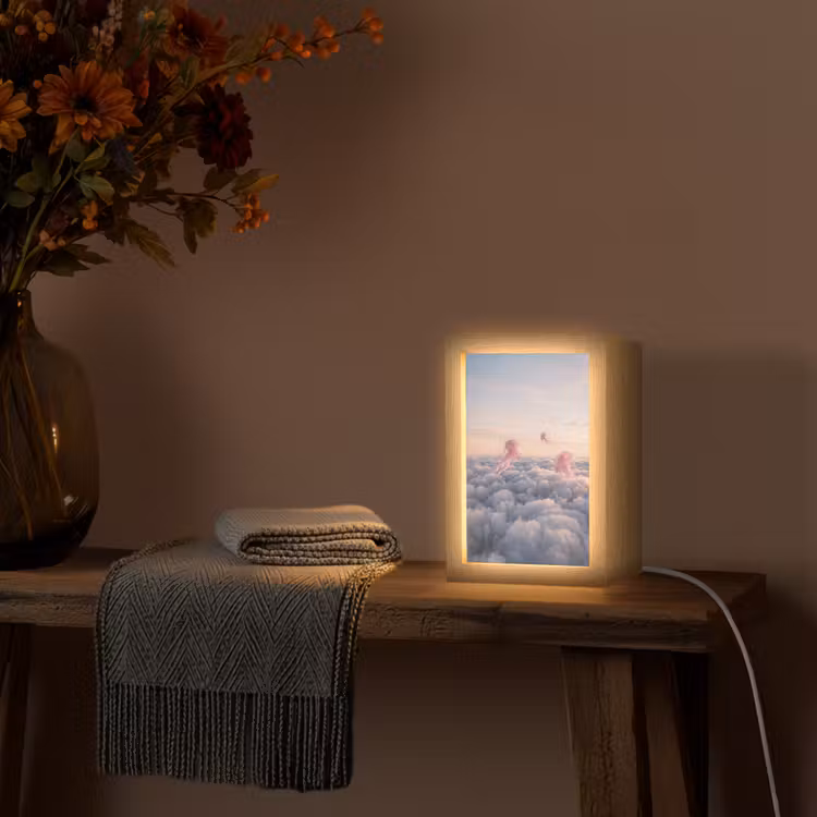 Table Lamp - Pink Animal - Clouds - Roze dier - Wolken Light Box met kabel (Tafellamp) klein