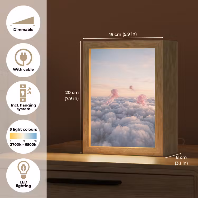 Table Lamp - Pink Animal - Clouds - Roze dier - Wolken Light Box met kabel (Tafellamp) klein