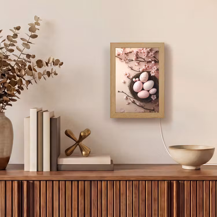 Roze - Bloesems - Eieren Light Box met kabel (Tafellamp) klein -sfeer2