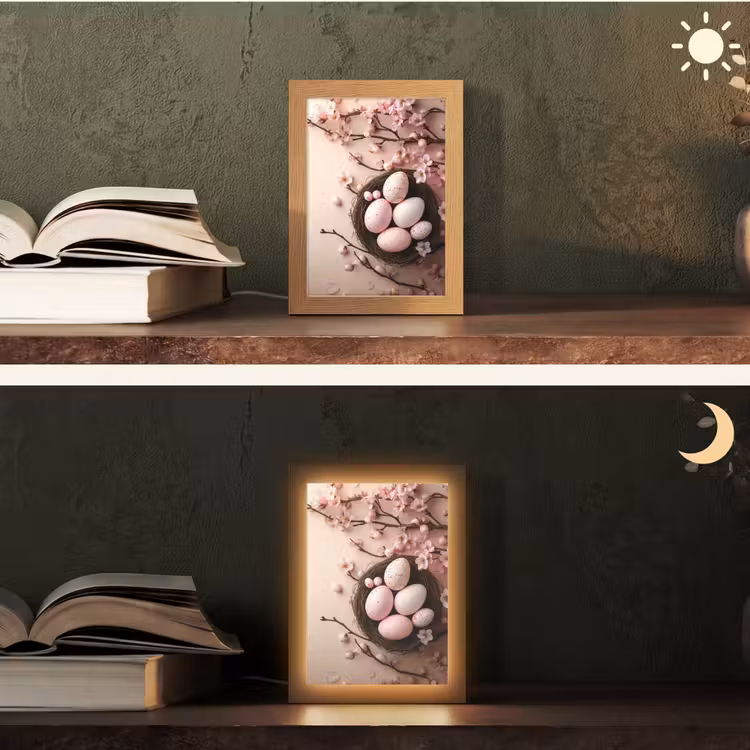 Roze - Bloesems - Eieren Light Box met kabel (Tafellamp) klein -sfeer3