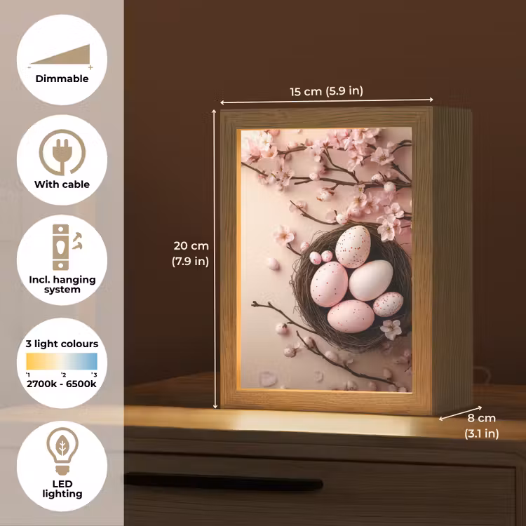Roze - Bloesems - Eieren Light Box met kabel (Tafellamp) klein -USP_EN