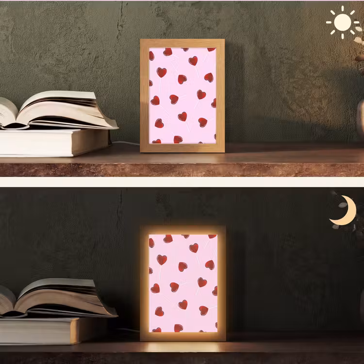 Roze - Hart - Lolly - Snoep Light Box met kabel (Tafellamp) klein -sfeer3