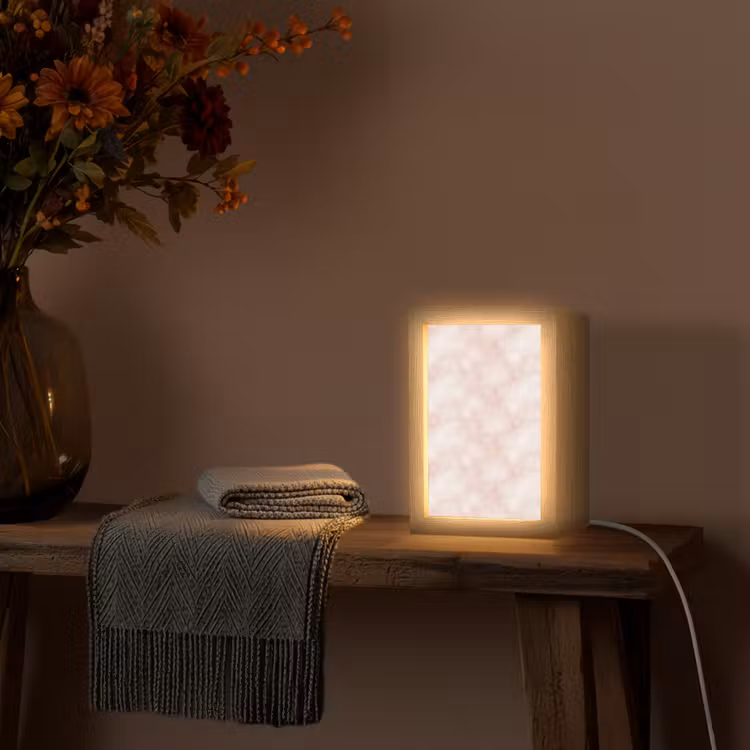 Roze - Marmer - Crème Light Box met kabel (Tafellamp) klein 925 -sfeer4