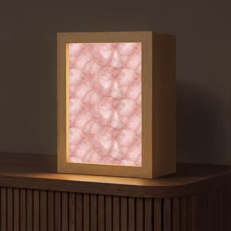 Roze - Kwarts - Goud - Marmer Light Box met kabel (Tafellamp) klein 925 -z3d_website