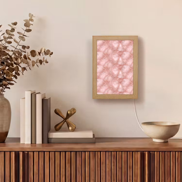Roze - Kwarts - Goud - Marmer Light Box met kabel (Tafellamp) klein 925 -sfeer2
