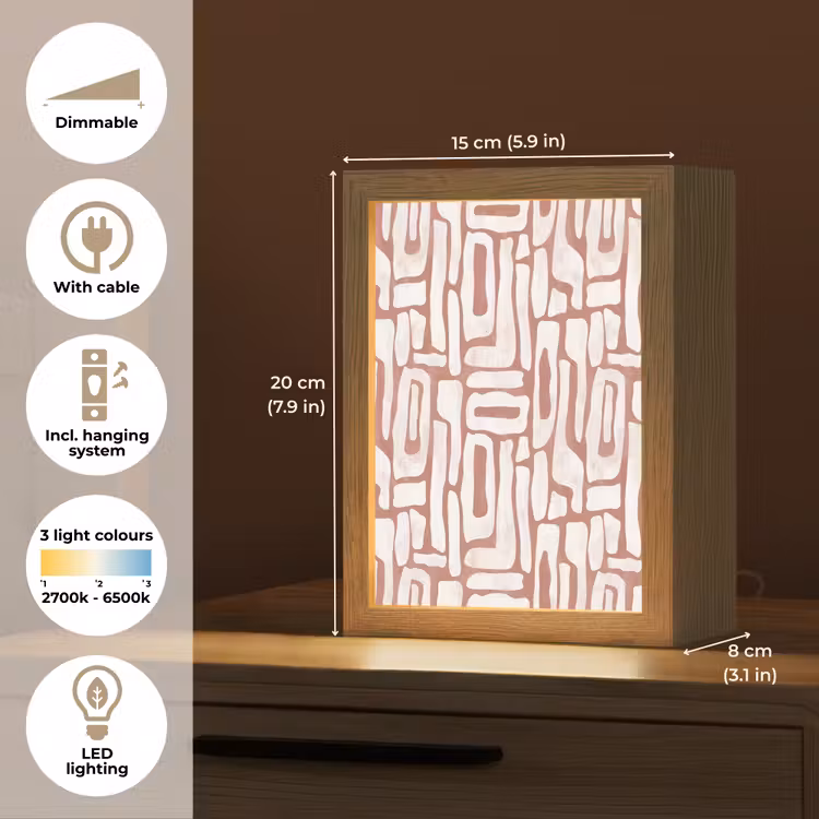Roze - Wit - Organisch Light Box met kabel (Tafellamp) klein 925 -USP_EN