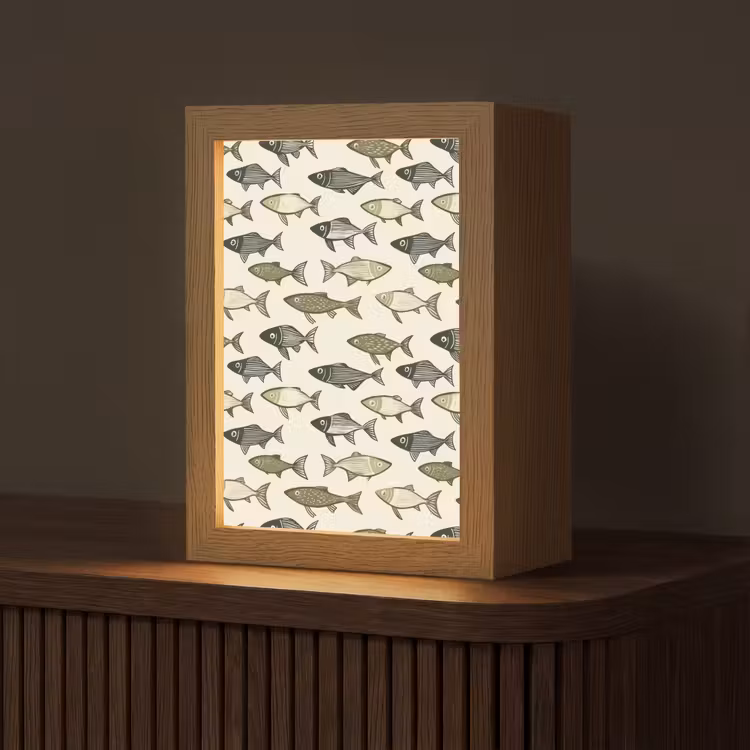 Vissen - Klassiek - Groen Light Box met kabel (Tafellamp) klein 925 -z3d_website