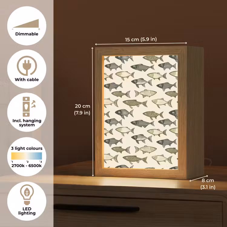 Vissen - Klassiek - Groen Light Box met kabel (Tafellamp) klein 925 -USP_EN