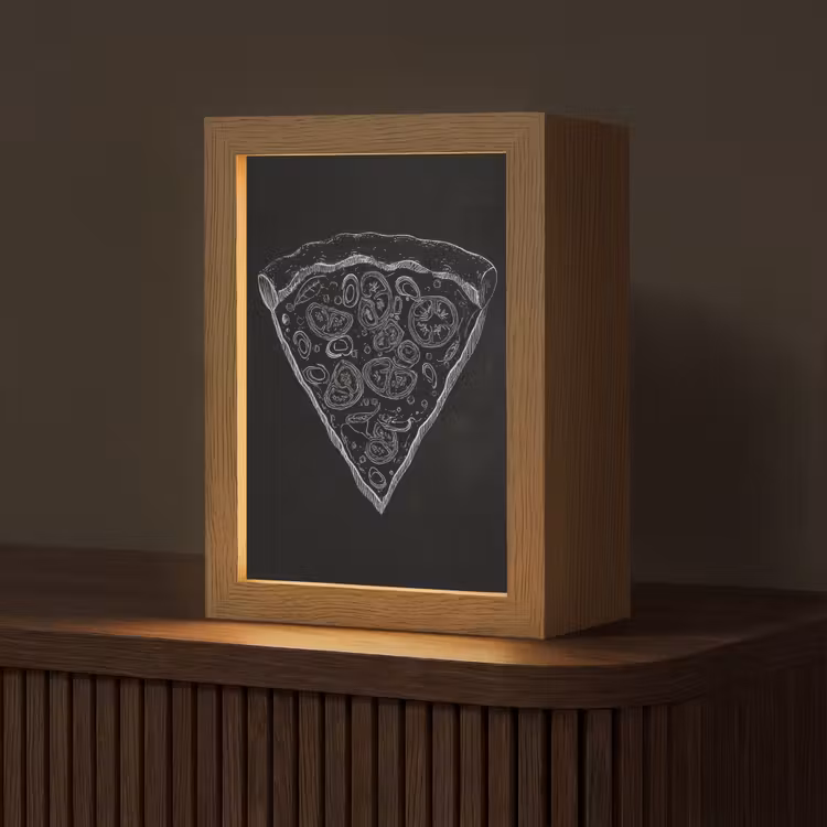 Pizzapunt - Toppings - Krijttekening Light Box met kabel (Tafellamp) klein -z3d_website