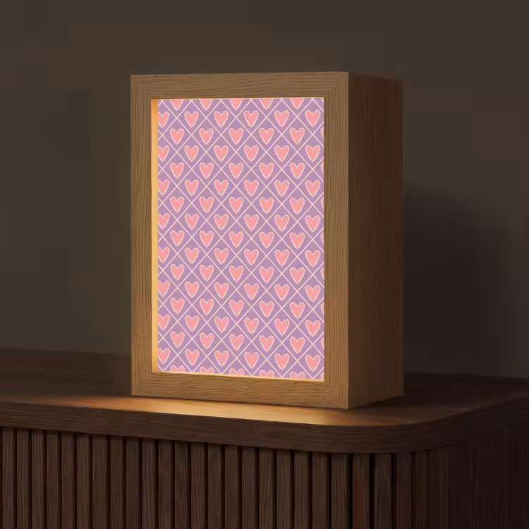 Ruit - Patroon - Paars - Hartjes Light Box met kabel (Tafellamp) klein 925 -z3d_website
