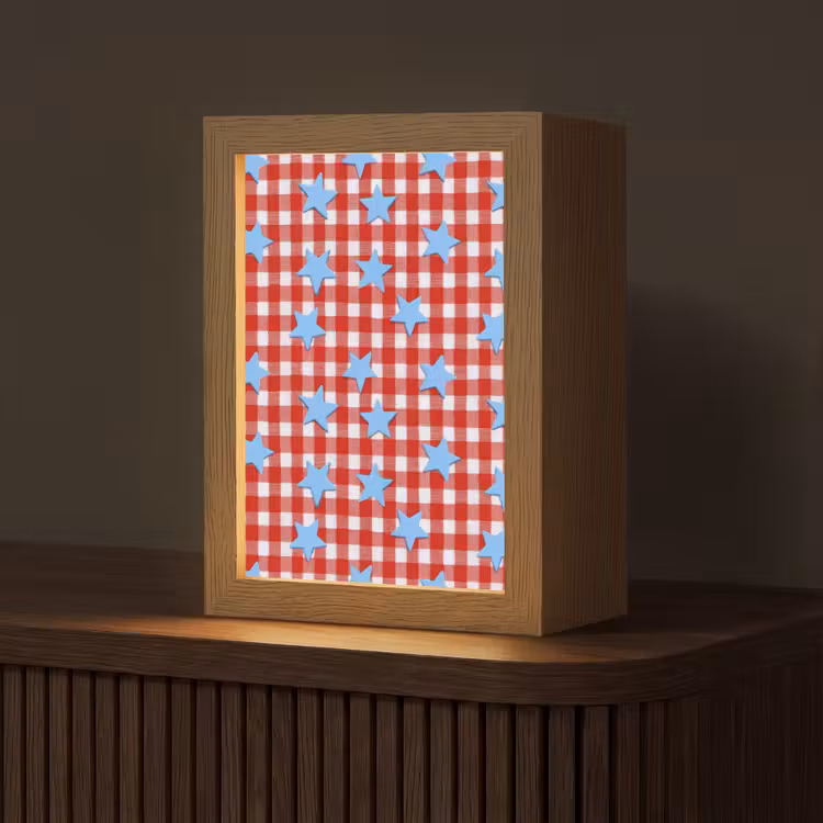 Ruit - Sterren - Rood Light Box met kabel (Tafellamp) klein 925 -z3d_website