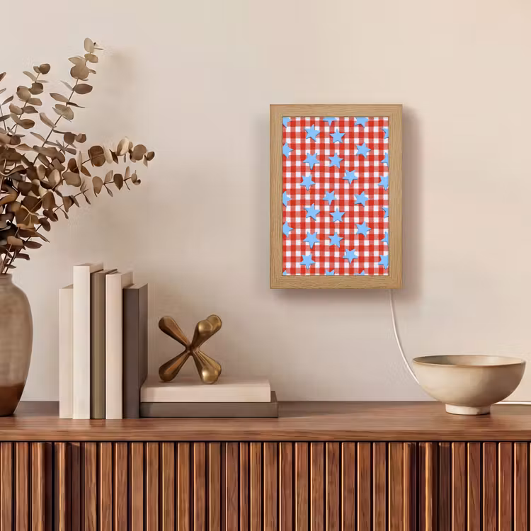 Ruit - Sterren - Rood Light Box met kabel (Tafellamp) klein 925 -sfeer2
