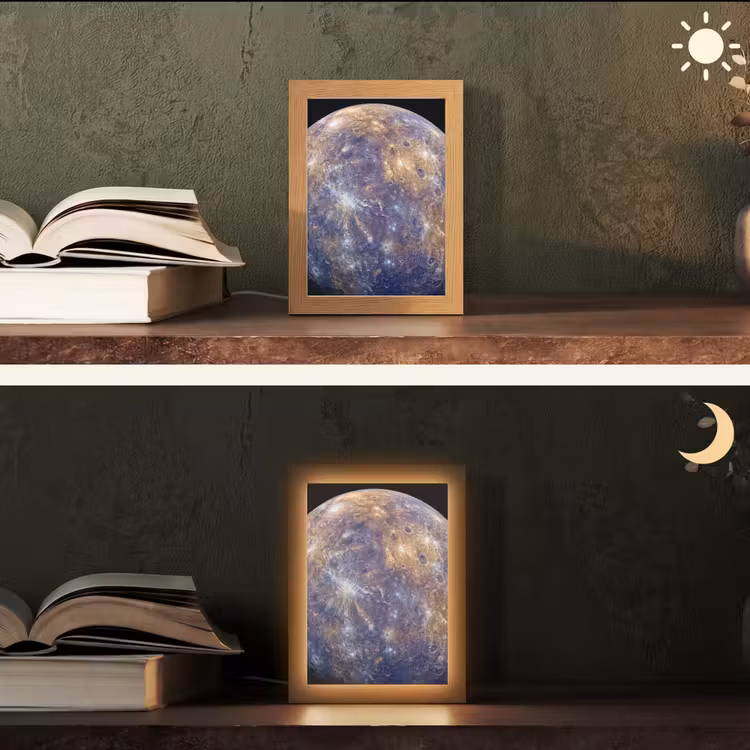 Table Lamp - Planet - Craters - Space - Planeet - Kraters - Ruimte Light Box met kabel (Tafellamp) klein
