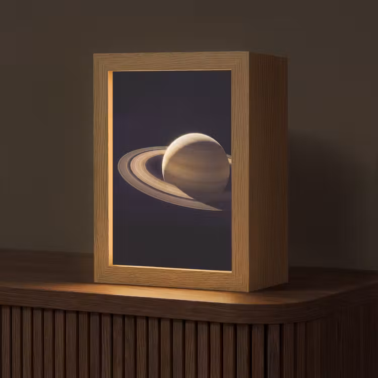 Table Lamp - Planet - Rings - Space - Planeet - Ringen - Ruimte Light Box met kabel (Tafellamp) klein