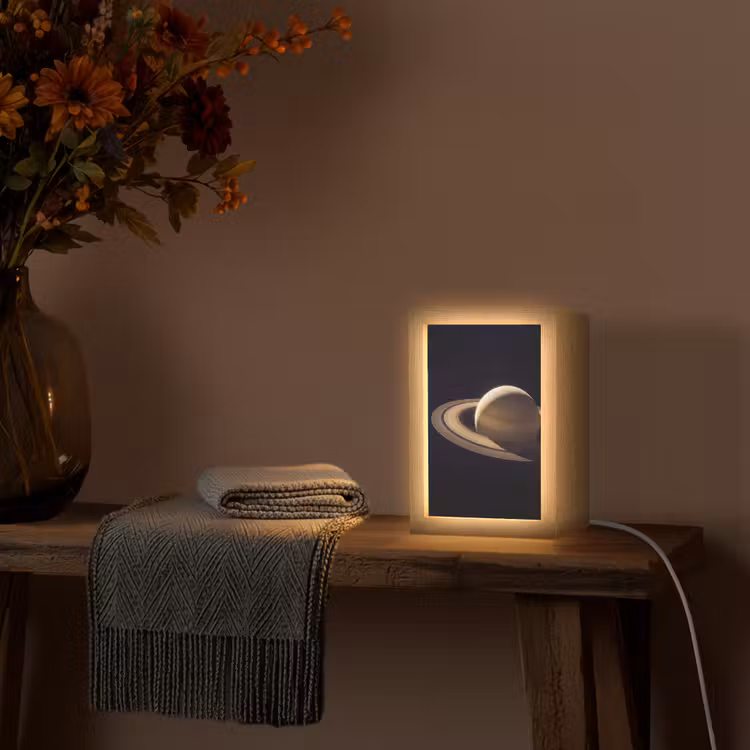 Table Lamp - Planet - Rings - Space - Planeet - Ringen - Ruimte Light Box met kabel (Tafellamp) klein
