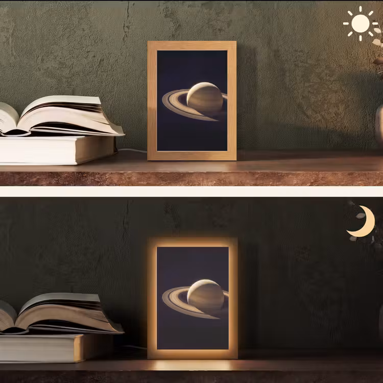 Table Lamp - Planet - Rings - Space - Planeet - Ringen - Ruimte Light Box met kabel (Tafellamp) klein