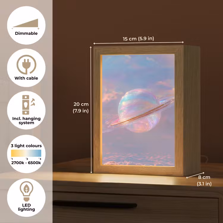 Planeet - Lucht - Wolken - Pasteltinten Light Box met kabel (Tafellamp) klein -USP_EN