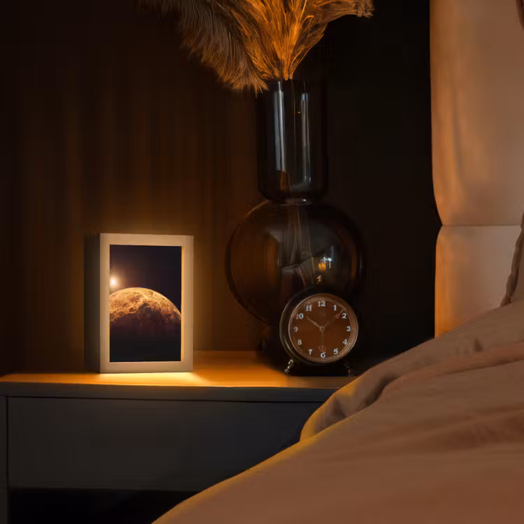 Table Lamp - Planet - Space - Orange - Planeet - Ruimte - Oranje Light Box met kabel (Tafellamp) klein
