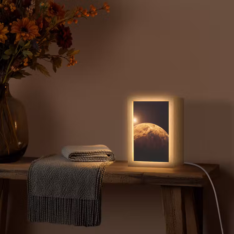 Table Lamp - Planet - Space - Orange - Planeet - Ruimte - Oranje Light Box met kabel (Tafellamp) klein