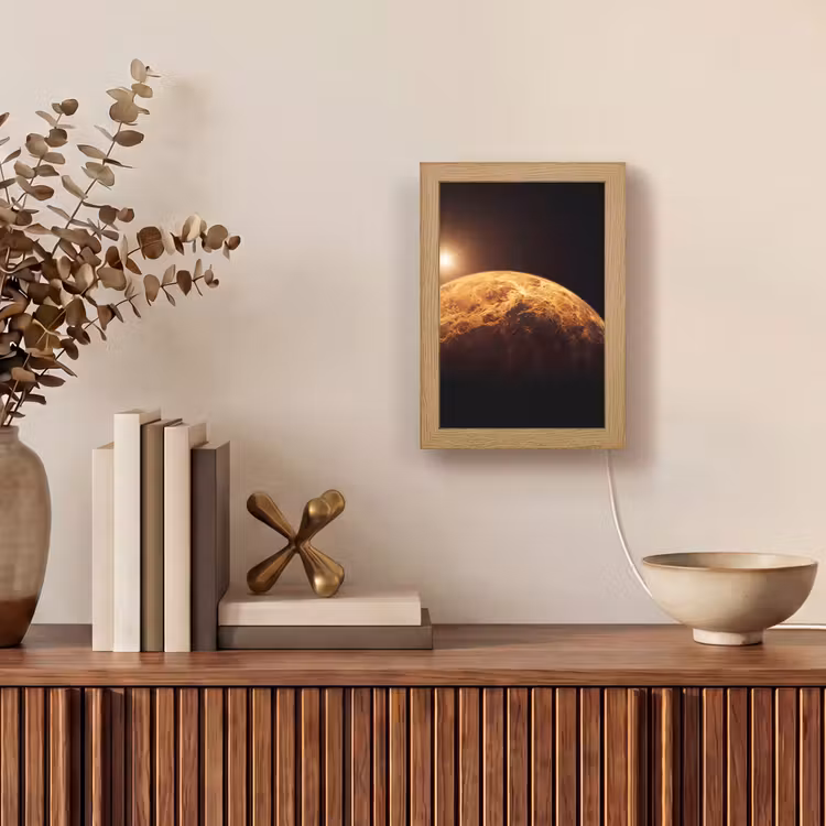 Table Lamp - Planet - Space - Orange - Planeet - Ruimte - Oranje Light Box met kabel (Tafellamp) klein