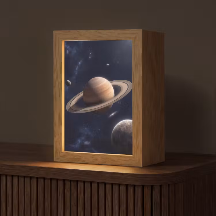 Planeten - Saturnus - Ruimte Light Box met kabel (Tafellamp) klein -z3d_website