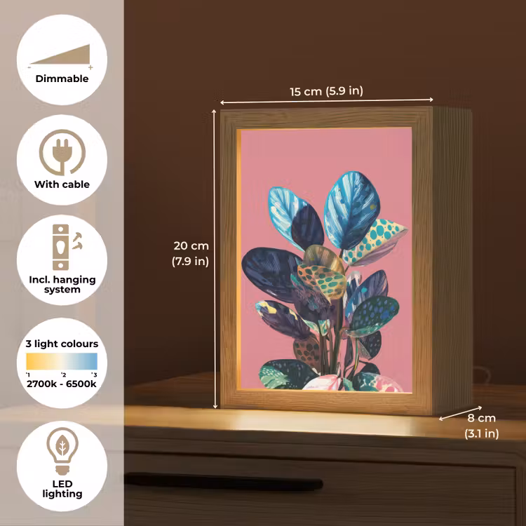 Plant - Bladeren - Stippen - Abstract Light Box met kabel (Tafellamp) klein -USP_EN