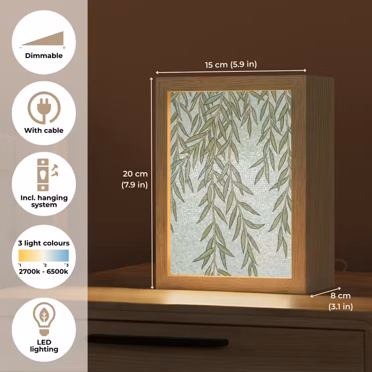 Planten - Mozaïek - Patroon - Groen - Blauw Light Box met kabel (Tafellamp) klein -USP_EN