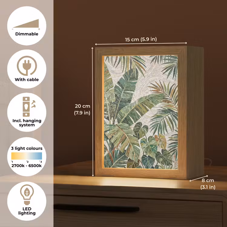 Planten - Tropisch - Mozaïek - Natuur - Groen Light Box met kabel (Tafellamp) klein -USP_EN
