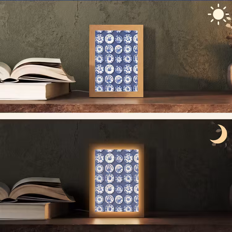 Borden - Floraal - Blauw Light Box met kabel (Tafellamp) klein 925 -sfeer3