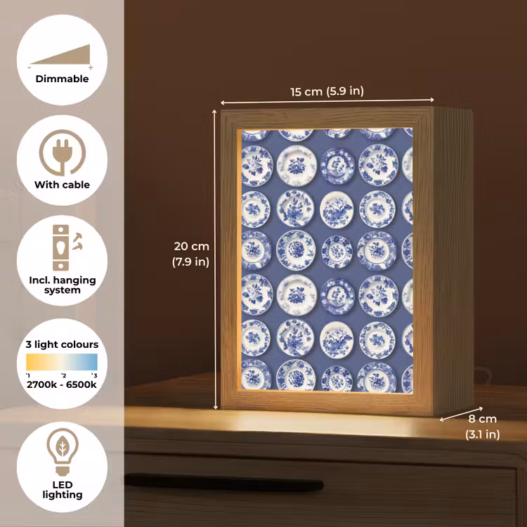 Borden - Floraal - Blauw Light Box met kabel (Tafellamp) klein 925 -USP_EN
