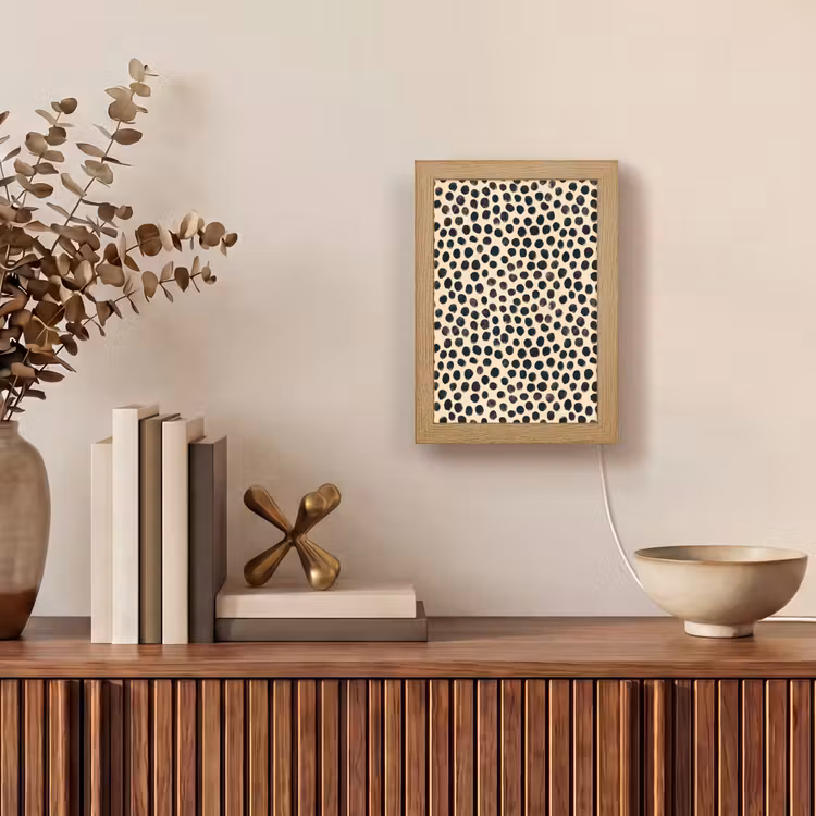 Stippen - Patroon - Zwart Light Box met kabel (Tafellamp) klein 925 -sfeer2
