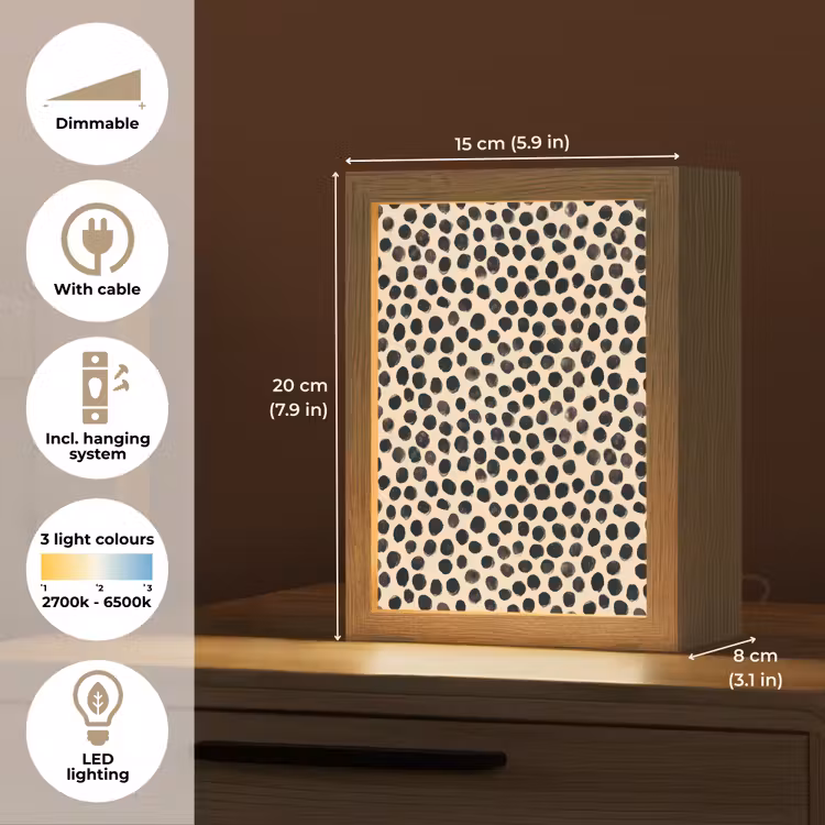 Stippen - Patroon - Zwart Light Box met kabel (Tafellamp) klein 925 -USP_EN