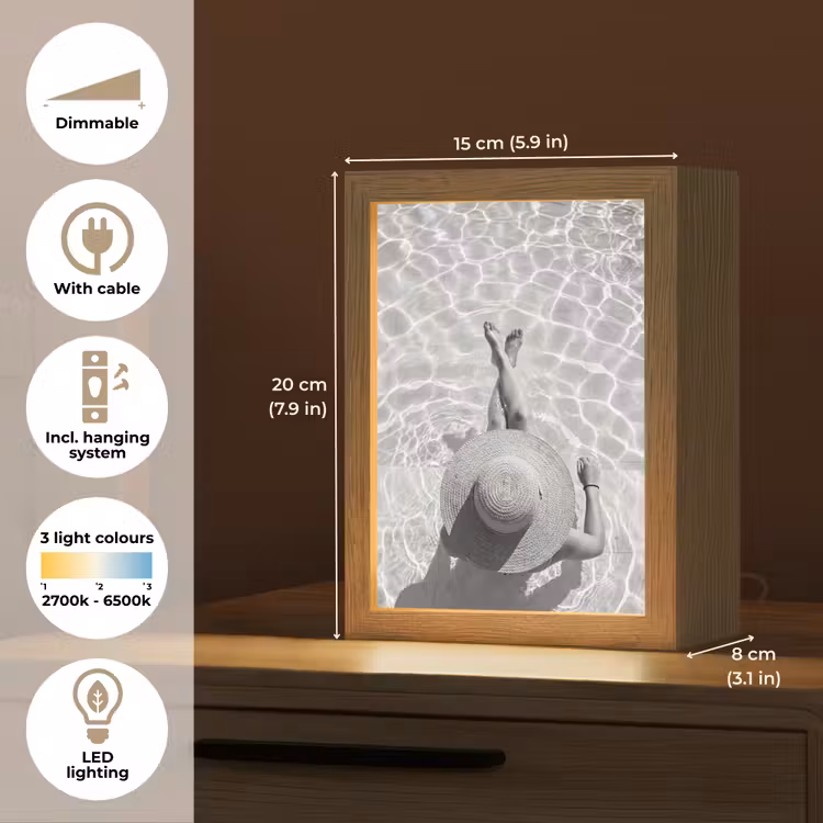 Zwembad - Hoed - Water - Zwart - Wit - Zomers Light Box met kabel (Tafellamp) klein -USP_EN